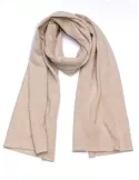 Musetti wool and cashmere plain beige tricot scarf with golden thread