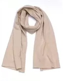 Wool and cashmere plain beige and golden thread tricot scarf