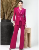 Sonia Pena fuchsia silk three piece formal pants suit