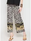 Black white and gold animal printed pull on palazzo trousers