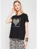 Mercuriali Plus Size black cotton t-shirt with rhinestones and studs