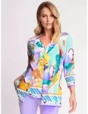 Piero Moretti plus size green and purple flowers two pieces twinset