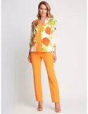 Piero Moretti orange flowers three piece formal pants suit