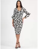 Casting 2024 | Black and white spotted long sheath midi dress