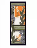 Piero Moretti 2024 | Orange black tropical printed silk scarf shawl