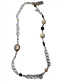 Silver gold e stones handmade long necklace by Armonia