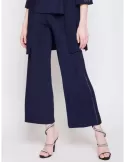 Francesca Mercuriali dark blue palazzo trousers rhinestones plus size