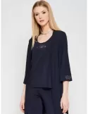 Francesca Mercuriali | Dark blue twinset with rhinestones | plus size