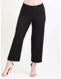 Piero Moretti silk jersey pull-on elegant black cuffed trousers