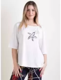 Francesca Mercuriali milky white blouse shirt with rhinestones