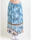 Paz Torras light blue viscose long skirt side splits