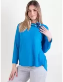 Volpato maglieria artigianale | Pullover turchese viscosa seta maglia