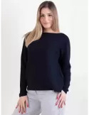 Volpato Italian knitwear | Dark blue pullover cotton sweater plus size