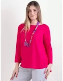 Volpato Italian knitwear | Fuchsia pullover silk sweater plus size