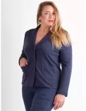 Riva Tricot Italy | Dark blue cotton fleece blazer jacket for women