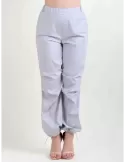 Amethist Italian Clothing | Pearl grey cotton cargo trousers