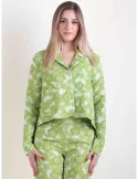 Amethist Italian Clothing | Pistachio green brocade silk short jacket