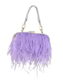 Anna Cecere lilac long plumes purse silk satin bag