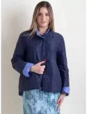 Plus size Blue reversible spring padded jacket | Rubamori Milano