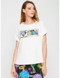 F Mercuriali white cotton printed t-shirt with golden studs