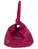 Anna Cecere fuchsia silk wrist bag with a rhinestones cascade