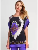 Piero Moretti black white and purple viscose caftan blouse