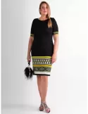 Piero Moretti black tunic dress with green safari frames