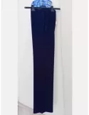 Piero Moretti silk pull-on elegant blue cigarette trousers