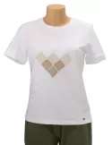 Riva Tricot white cotton t-shirt with beige front embroidery