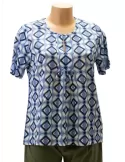 Riva Tricot Italy | Light blue geometric printed viscose t-shirt