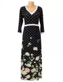 Mercuriali polka dots and roses long dress with sleeves