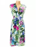 Rubamori Italy blue and fuchsia orchids print sun dress