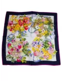 Bouquet flowers printed twill silk satin foulard scarf