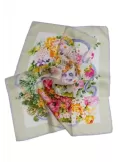 Bouquet flowers printed twill silk satin foulard scarf