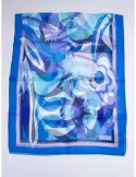 Piero Moretti lilac blue and turquoise printed silk scarf