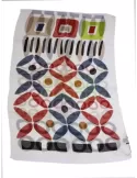 Nicki Colombo white and safari colors printed silk flax scarf