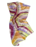 Nicki Colombo | Orange green lilac pattern printed pure silk scarf