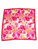 Fuchsia flowers twill all silk satin foulard scarf | Tessago Como