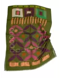 Nicki Colombo | Green and jungle colors printed silk and flax scarf