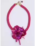 Lilac and black silk jellyfish handmade short necklace