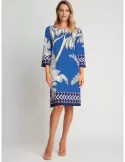 Piero Moretti 2024 | Royal blue and white safari leaves tunic dress