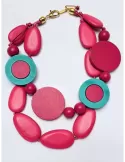 Collezione Armònia Bijoux | Collana artigianale in legno fucsia e verde