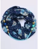 Sciarpa pashmina in viscosa con collana di pietre dure e cristalli