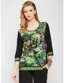 Francesca Mercuriali green and black pull-on long blouse shirt