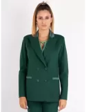 Volpato Italy | Dark green double breast tuxedo jacket also plus size