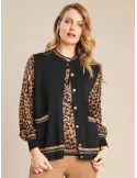 Piero Moretti black wool and silk printed two pieces twinset