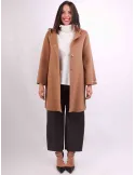 Piero Moretti | Camel wool coat cape hooded coat long zipped jacket