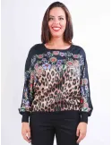 Mercuriali Spots and jewels printed kimono silk blouse