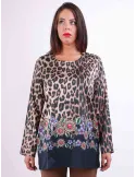 Mercuriali Italy  | Animal spots and jewels printed silk blouse shirt