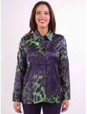 Mercuriali purple and green animal printed rhinestones shirt